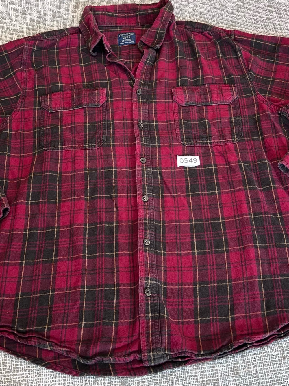 Faded Glory Red and Black Plaid Button-Down Shirt